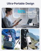 Power Bank with AC Outlet 99.9Wh Portable Power Stationr Camping Essentials Small Electric Generator Large Lithium Battery with 110V 80W Rated AC Plug in Output 60W Type-C Outdoor Emergency, White