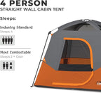 CORE Tent for Family Camping | 4 Person & 6 Person Portable Camp Tent with Carry Bag for Outdoor Car Camping | Included Gear Loft Organizer for Camp Accessories