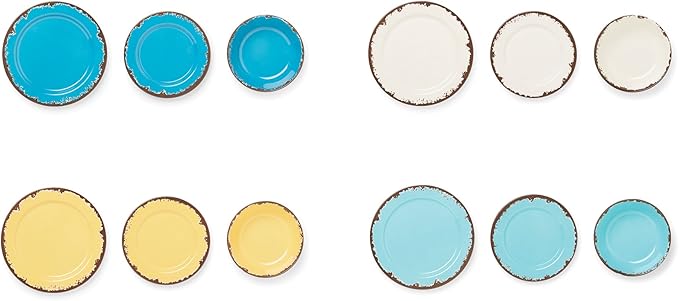 Fox Run Melamine Dinnerware Set, Multicolor, 12 Piece