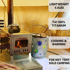 DANCHEL OUTDOOR Backpacking Hot Tent w/Stove Jack, Portable Tipi Tent with T6 Titanium Folding Wood Stove for 1-4 Person Winter Camping Hunting,3m/4m