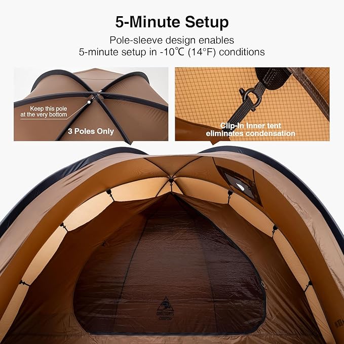 OneTigris Coco NEST Solo Hot Tent with Stove Jack, 3000mm Waterproof Windproof Free-Standing Dome Tent with Mesh Inner