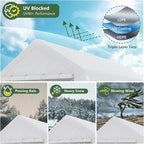 Carport 10x20 Ft Heavy Duty Canopy Steel Canopy Storage Shed,Portable Party Tent,Portable Garage with Removable Sidewalls & Doors All-Season Tarp for Carport Floor Fixing (White)