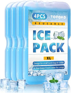 TOPOKO Ice Packs for Lunch Bags, Cooler, Freezer Packs for Lunch Box, Cooler Bag, Slim Reusable & Long-Lasting, BPA-Free, Quick Freeze, Perfect for Picnic, Camping, Beach, Outdoor Sports