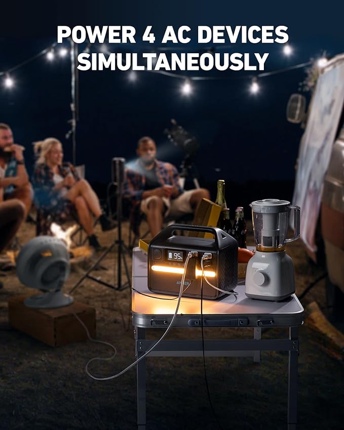 Anker 535 Solar Generator, Powerhouse 512Wh with 100W Solar Panel, Power Station with LiFePO4, 4 * 110V AC Outlets, 60W USB-C PD Output, LED Light for Outdoor Camping, RV, Power Outage(Anker Solix)
