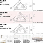 DANCHEL OUTDOOR 4 Season Canvas Yurt Tent with Large Wood Stove, Heavy Duty Bell Tent with Stove Jack 4-8 Person Winter Camping Glamping, 13ft/16.4ft/20ft