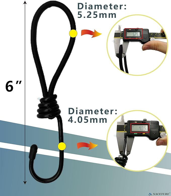 6 Inch Small Bungee Cord with Hooks Camping Accessories - 10 PCS Heavy Duty Elastic Cord Durable Rubber Canopy Ties Perfect for Camping, Luggage, Tents, Wire Hooks