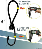 6 Inch Small Bungee Cord with Hooks Camping Accessories - 10 PCS Heavy Duty Elastic Cord Durable Rubber Canopy Ties Perfect for Camping, Luggage, Tents, Wire Hooks