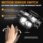 Rechargeable LED Headlamp 3000 High Lumens,9 Modes 60H Long Lasting, Motion Sensor IPX6 Waterproof Bright Head Light,for Outdoor Camping Hiking Running Fishing