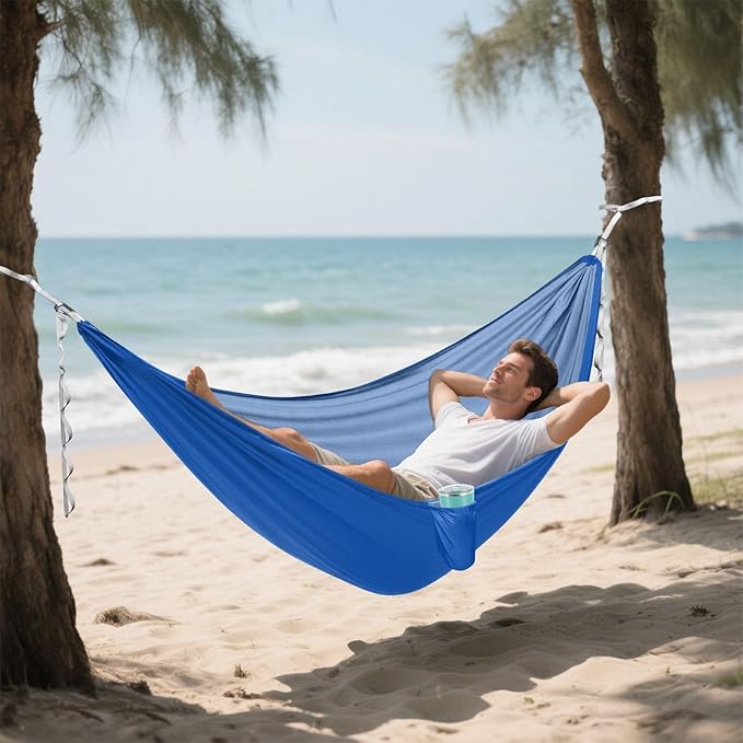 Cobalt Blue Quick Dry Camping Hammock Camping Gear with 2 Tree Straps 114" x 54"