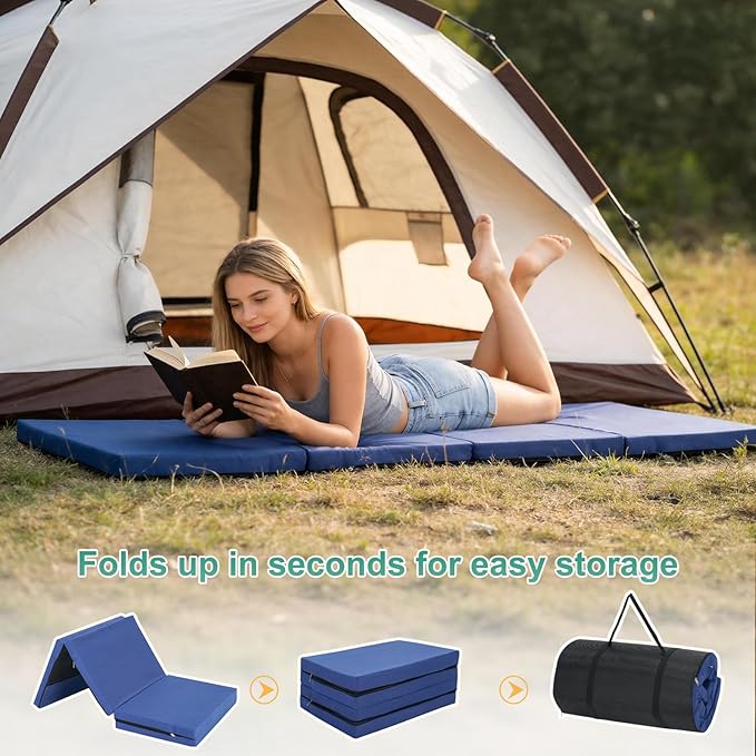 LILYPELLE Folding Camping Cot, Extra Wide Heavy Duty Sleeping Cots with Carry Bag, Double Layer Oxford Portable Travel Camp Cots for Home, Office Nap and Outdoor Beach