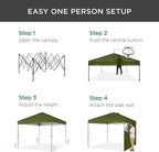 Best Choice Products 10x10ft Pop Up Canopy Tent with Sidewall, 1 Person 1 Minute Set Up, Carry Case, 4 Weight Bags - Olive Green