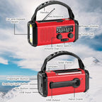 Weather Radio, Emergency Crank Radio AM/FM/NOAA Solar/Hand Crank/USB Charging,10000mAh /37000mWh Rechargeable Battery, Flashligh Cell Phone Charger for Hurricanes Camping & Home Emergencies