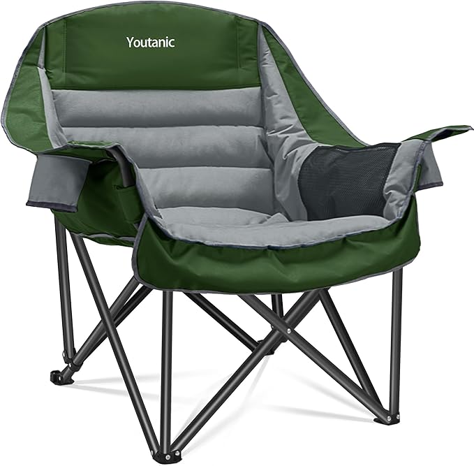 Oversized Camping Chair, Portable Folding Camping Chairs with Side Pocket, Cup Holder and Carry Bag, Heavy Duty Outdoor Camping Chairs for Adults, Fishing, Sports, Trip, up to 400lbs, Style 7