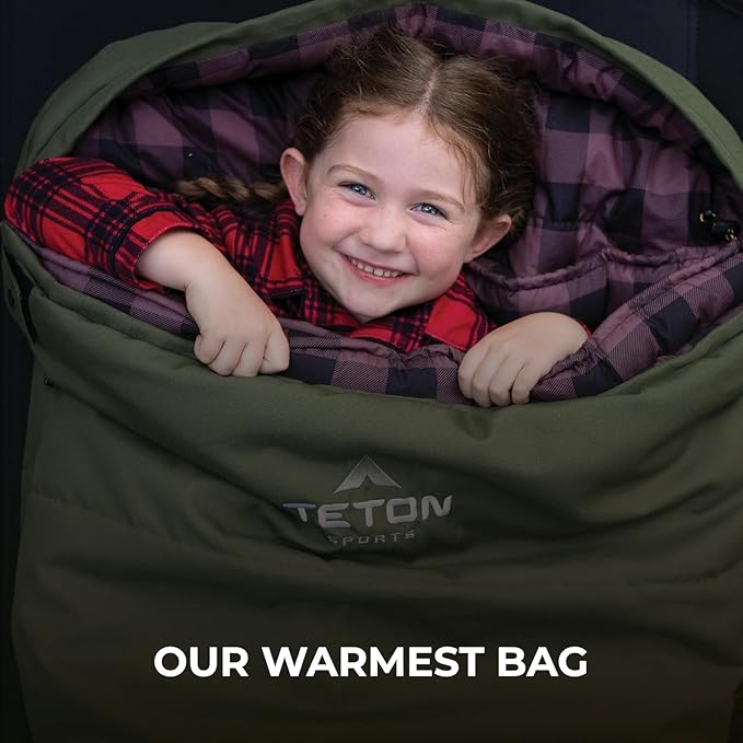 TETON Sports Deer Hunter Sleeping Bag, Warm and Comfortable Camping Sleeping Bag, Teton Tough Canvas Shell for Camping, Hunting, and Cold Weather