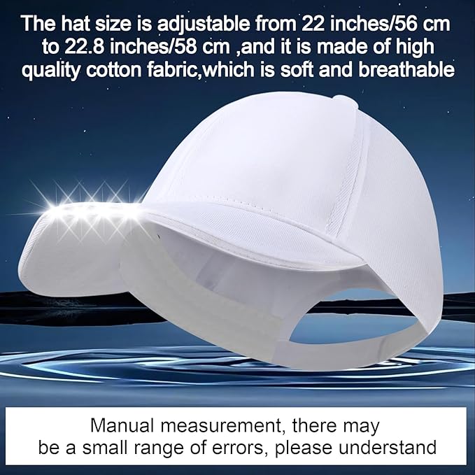 Syhood 2 Pieces LED Baseball Caps Flashlight Hats Hands Free Baseball Caps with Light Built in 5 Battery Powered Headlamp LED Hats Light for Men Fishing Jogging Camping Hand Work