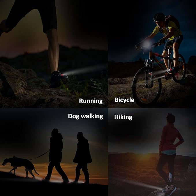 RAHAN Rechargeable Clip on Clog Headlights for Shoe 2pcs,Flashlights Attachment for Shoe, LED Clog Light with 3 Light Modes for Dog Walking, Camping, Running, Suitable for Adults, Red