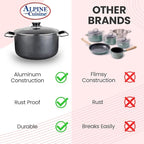 Alpine Cuisine 24 Quart Non-stick Stock Pot with Tempered Glass Lid and Carrying Handles, Multi-Purpose Cookware Aluminum Dutch Oven for Braising, Boiling, Stewing