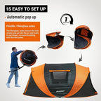 EchoSmile Instant Pop Up Camping Tent, 2/4/6 Person, Easy Setup Tent, Water Resistant Dome, Portable with Carry Bag