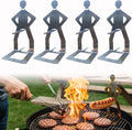 OYASUMI Funny BBQ Man Hot Dog Holders, 4 PCS Reusable Stainless Steel Sausage Stands, Portable Hot Dog Roasters, Barbecue Grill Accessories for Camping & Party Gifts