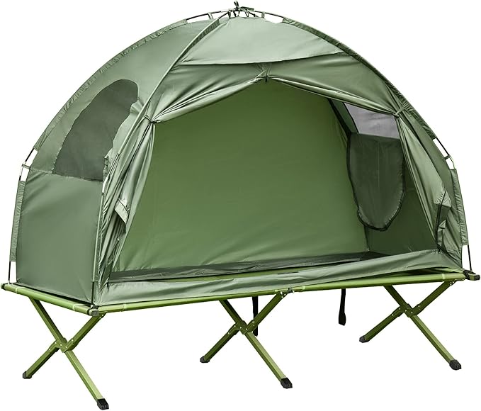 Single Person Camping Cot Tent Combo, Off-Ground Raised Bed for Backpacking