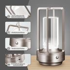 Rechargeable Table Lamp Cordless, Portable Metal Table Lamp 3 Color | Crystal | Stepless Dimming, for Bedroom, Cafe, Camping, Bar, Dining Table, Restaurant