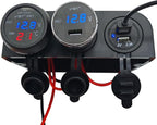 12-24 V Multifunctional 3 Hole Tent Type Car Modification Socket Dual Female Power Outlet Adapter Dual USB Charger Ports Combination Outlet Suitable for Portable Auto Electronic Devices ﻿