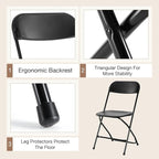 DUMOS Folding Chairs Sets of 12, 330lbs Capacity Plastic Stackable Home Office Chair, Portable Fold Up for Indoor Outdoor, Patio, Camping, Garden, Party (Black)
