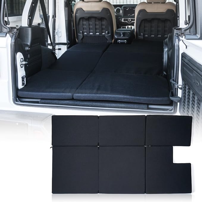 Xprite Black Mattress Sleeping Camping Bed Pad Platform, NitePad Sand Premium 1.6-inch Thick Portable Trunk Cushion Compatible with 2018-2026 Jeep Wrangler JL