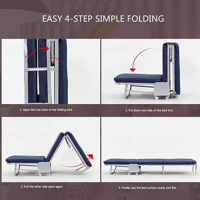Single Person Camping Folding Cot Outdoor Patio Portable Military Sleeping Bed Travel Guest Leisure Fishing - Perfect for Fishing,Hiking,Office and Outdoor Activiti (Brown 180 * 26 * 65CM)
