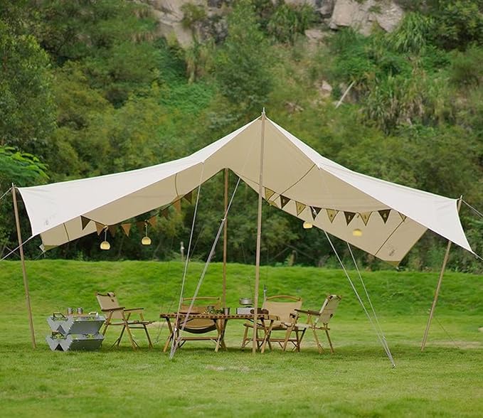 S'More Glamping Tent with Porch, 2/3/4/5/6 Person Durable Weatherproof Camping Tent, Large Family Tent with Room Divider, Easy Setup Tent with Screen Room