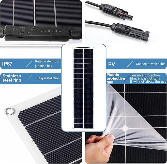 800 Watt Solar Panel Kit, 4 × 200 Watt Flexible Solar Power Panel Photovoltaic Module with 40A Solar Charge Controller Monocrystalline Solar Panel for Camping Off Grid Battery Charging Boat