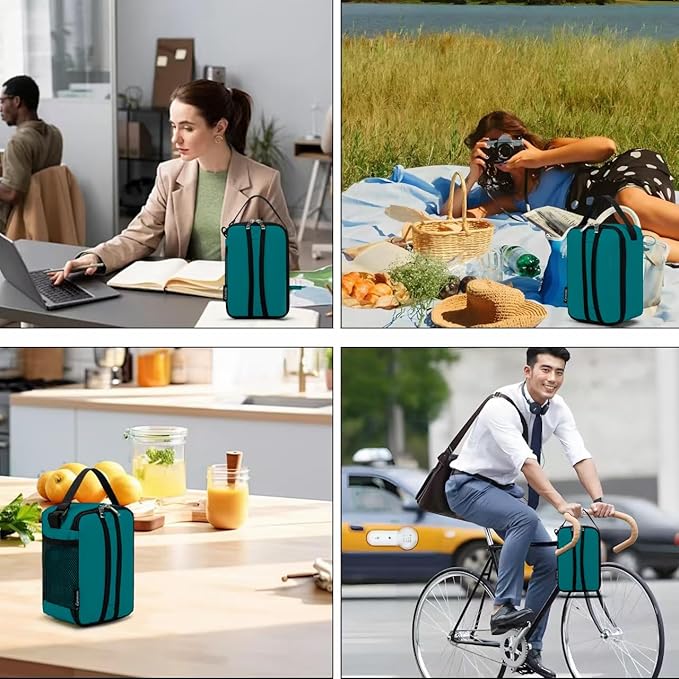 BEIMILY Lunch Box for Men Women Adults,Mini Insulated Lunch Bag for Office Work Picnic,Reusable Portable Lunchbox,Soft Cooler Tote Bag,6 can cooler bag,Mini,Dark Teal