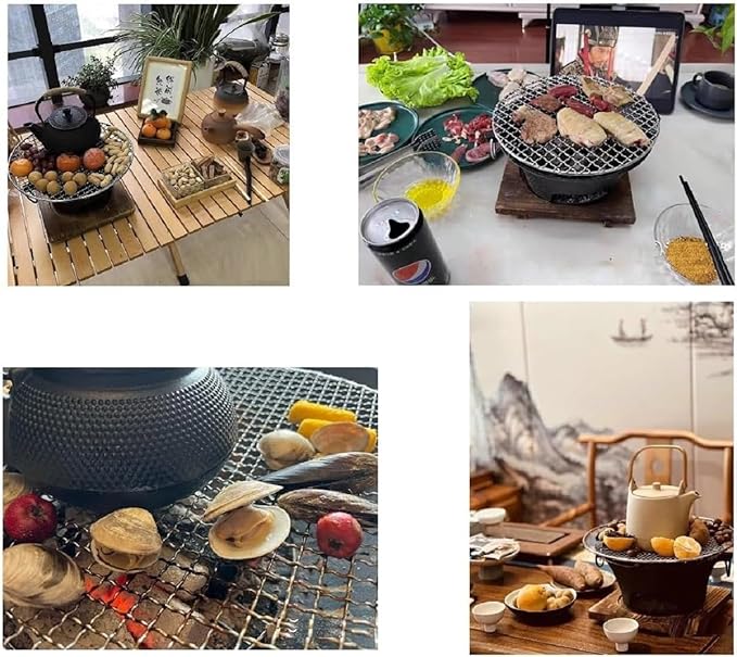 BBQ Charcoal Grill, cast iron charcoal grill,Hibachi Grill,Mini Charcoal Grill Camping Stove Portable Barbecue Stove, Stove for Indoor Outdoor Picnic BBQ Party,Home Picnic, Camping (10.2)