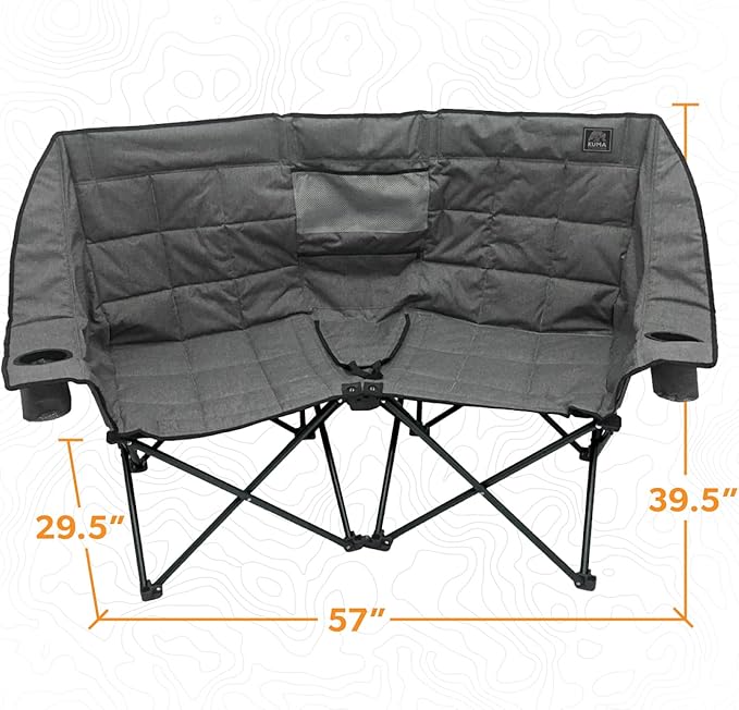 Kuma Outdoor Gear Kozy Bear Chair with Carry Bag, Ultimate Portable Luxury Outdoor Double Camping Chair for Glamping, Sports & Outdoor Adventures (Heather Grey/Black)
