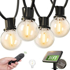 addlon 31FT (25+6) Solar String Lights with Remote, 13 Shatterproof G40 Bulbs, Solar Powered & USB Charging Patio Lights, Dimmable Waterproof Solar Light Outdoor for Camping Porch Backyard Party Decor