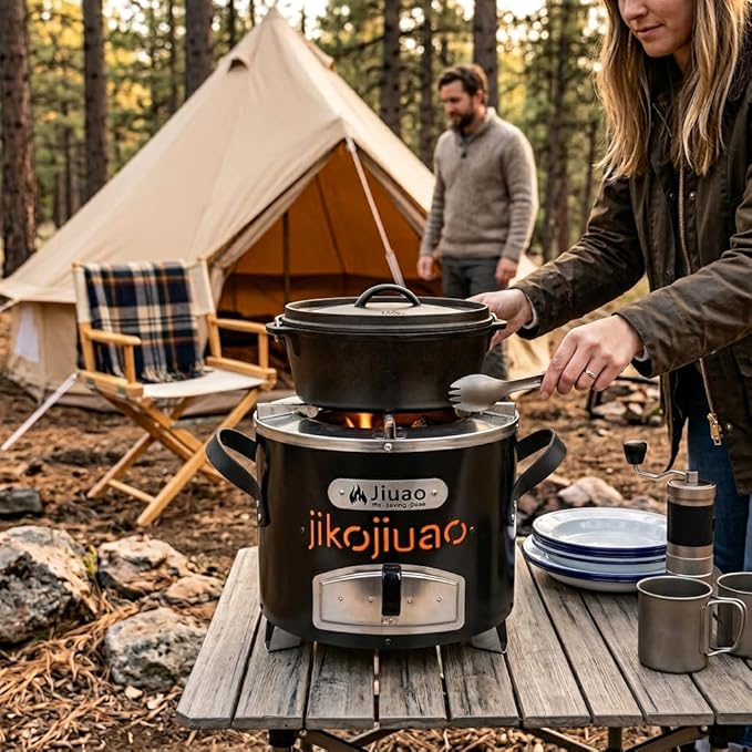Portable Rocket Stove for Outdoor Cooking | Efficient Charcoal Jiko Stove for Camping, Hiking, BBQ, Emergency Use