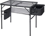 RedSwing Portable Grill Table with Sink for Outside, Aluminum Frame Folding Grill Stand Table for Outdoor Camping Picnic BBQ, Lightweight Adjustable Height, 36 x 20 x 31 Inches, Black