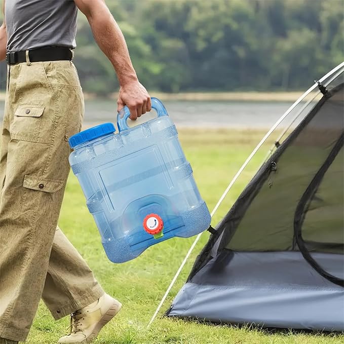 2.6 Gallon Camping Water Container with Spigot, BPA Free Portable Water Jug, No Leakage Emergency Water Storage Tank for Camping, Vehicle, Car, Outdoor Hiking, Picnic