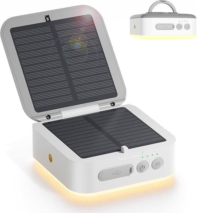 Solar Camping Lantern Rechargeable, 5000mAh Camping Lights 3000LM Camping Lights up to 144 Hours 5 Light Modes, IPX5 Waterproof Lanterns for Power Outages Portable Power Supply