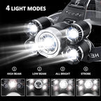 USB Rechargeable Headlamp 12000 Lumen Ultra Bright LED Work Headlight, 4 Modes Waterproof Head Lamp Best Headlamps for Adults, Camping, Outdoors & Hard Hat Work Zoomable Headlight (Sliver)