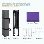 EAGLE PEAK 6x4 Instant Pop Up Canopy Tent with 1 Half Wall Panel, Straight Leg Sun Shelter, Portable Canopy with Carry Bag for Camping, Beach & Sports, Purple