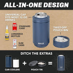 DUALIE Lower Deckie - Insulated 12 oz Can Cooler with Pouch Container - Universal Drink Holder with Built-in Pouch Bin - Choose Your Color