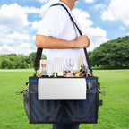 FANGSUN Large Grill and Picnic Caddy with Paper Towel Holder, BBQ Organizer for Utensils, Plates, Condiments, Collapsible & Easy-Carry Griddle Caddy, Must-Haves for Outdoor, Camper, Travel, Car, RV