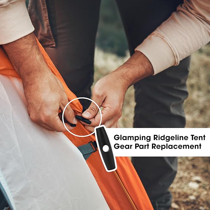 50PCS Tent Toggles Buckles to Roll Up Camping Awning Duffle, Glamping Ridgeline Tent Gear Part Replacement, Inner Toggle Stopper Snap Flying Clip Anchor Tightener Accessories for Tie Downs Rope String