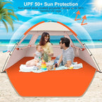 Gorich Beach Tent Sun Shelter for 3/4-5/6-7/8-10 Person with UPF 50＋ UV Protection, Lightweight & Easy Setup Beach Shade Canopy, Portable Beach Shade Tent Beach Cabana
