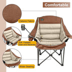 Northroad Oversized XL Padded Camping Chair w/Cell Phone Holder, Large Camp Chair, Foldable Lawn Chair w/Cup Holder,Carry Bag for Outdoor Hiking, Picnics, Heavy-Duty 400-lbs Capacity, Moca