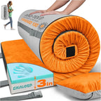3 Inch Memory Foam Camping Mattress, Dual Layer Thick Sleeping Camp Pad for Car Tent Cot, Roll-Up Portable Glamping Floor Bed for Guests Sleepover