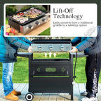 Sophia & William 28-Inch Flat Top Grill with Ceramic Coated Cast Iron Griddle, 3-Burner Propane Gas BBQ Griddle, Portable Outdoor Barbecue Grill,33,000 BTU,Black