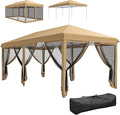 Outsunny 10' x 20' Pop Up Canopy Tent with Netting, Heavy Duty Instant Sun Shelter, Large Tents for Parties with Carry Bag for Outdoor, Garden, Patio, Beige