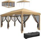 Outsunny 10' x 20' Pop Up Canopy Tent with Netting, Heavy Duty Instant Sun Shelter, Large Tents for Parties with Carry Bag for Outdoor, Garden, Patio, Beige